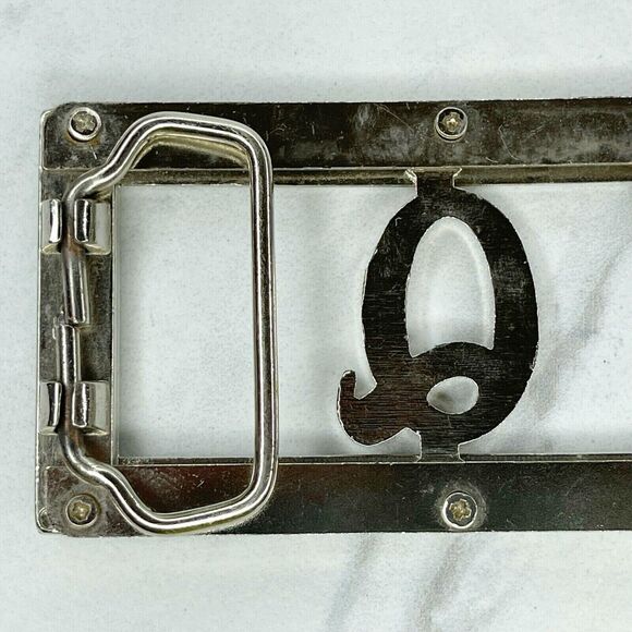 Silver Tone Monogram Q Initial Letter Belt Buckle Open Back Design ✨ - Picture 7 of 8